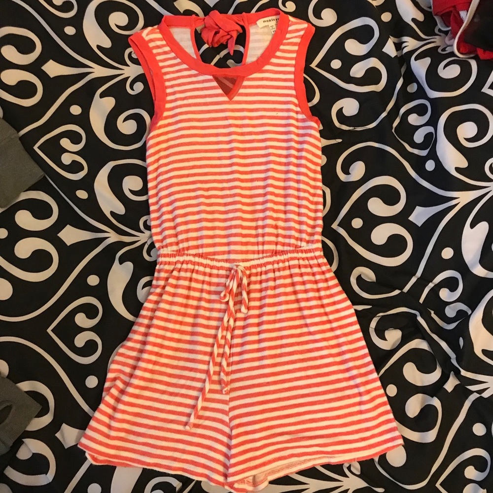 Orange striped romper